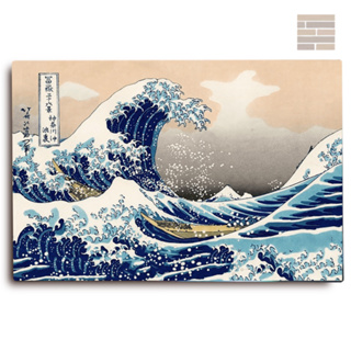 Quadro decorativo para sala A grande onda de kanagawa. (katsushika Hokusai) tela acetinada