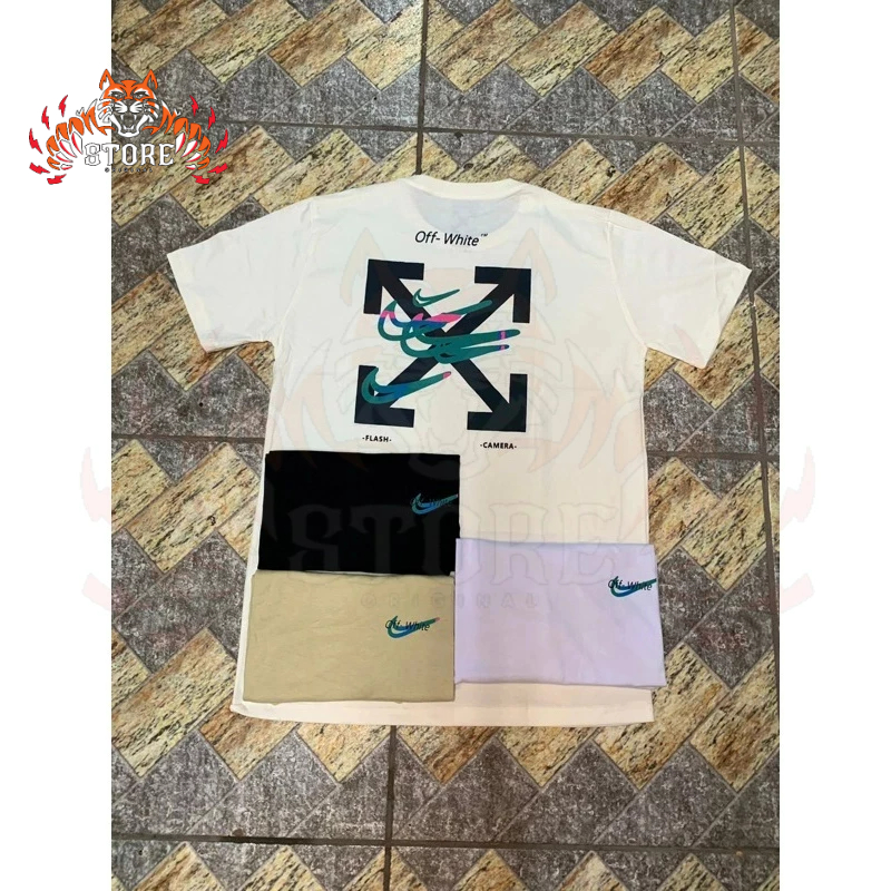 T-Shirt Leve e Solta Manga Curta Gola V Off-White Camys