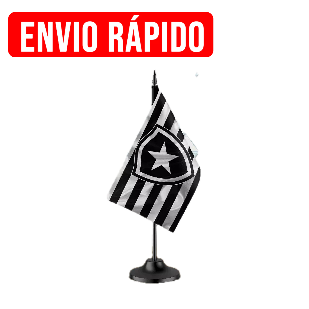 Bandeirinha de Mesa Botafogo Personalizada 12x20cm | Cetim Sublimado, Haste 28cm, Decoração e Torcida Alvinegra