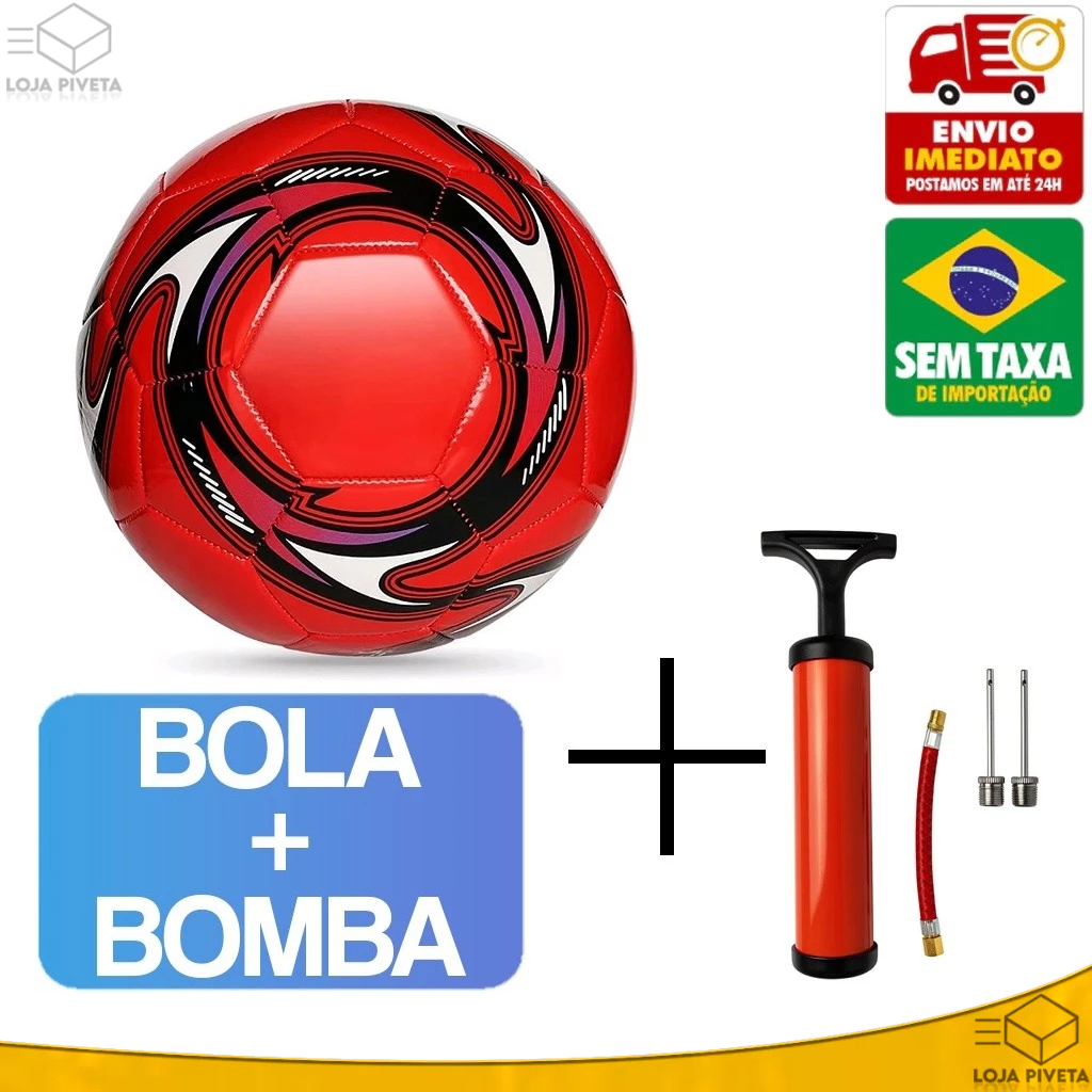 Bola de Futebol + Bomba de Encher Ar Para Campo Costurada Profissional ...