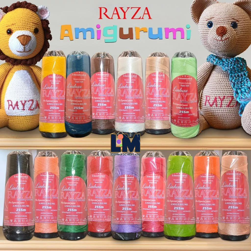 Linha Rayza Amigurumi 255m Tex 288 Toque de Seda 100% Polipropileno ...