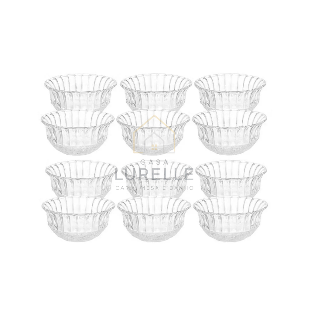 Kit 12 Sobremesa Konia Dumiat 240ml – Vidro com Relevo Elegante