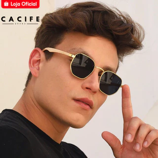 Oculos de Sol Hexagonal Dourado Bambu Premium Classico Lançamento uv400 Masculino Feminino em Oferta na Shopee