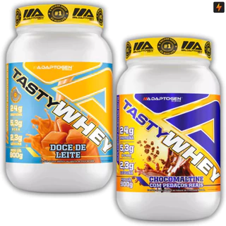 Kit 2x Tasty Whey Adaptogen 900g - Whey Protein 3w Proteína Concentrada Isolada Hidrolisada em Oferta na Shopee