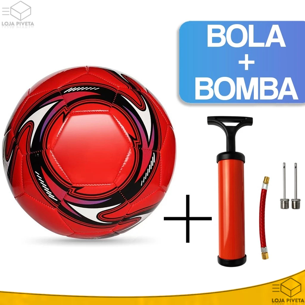 Bola de Futebol + Bomba de Encher Ar Profissional Campo Costurada 25cm ...