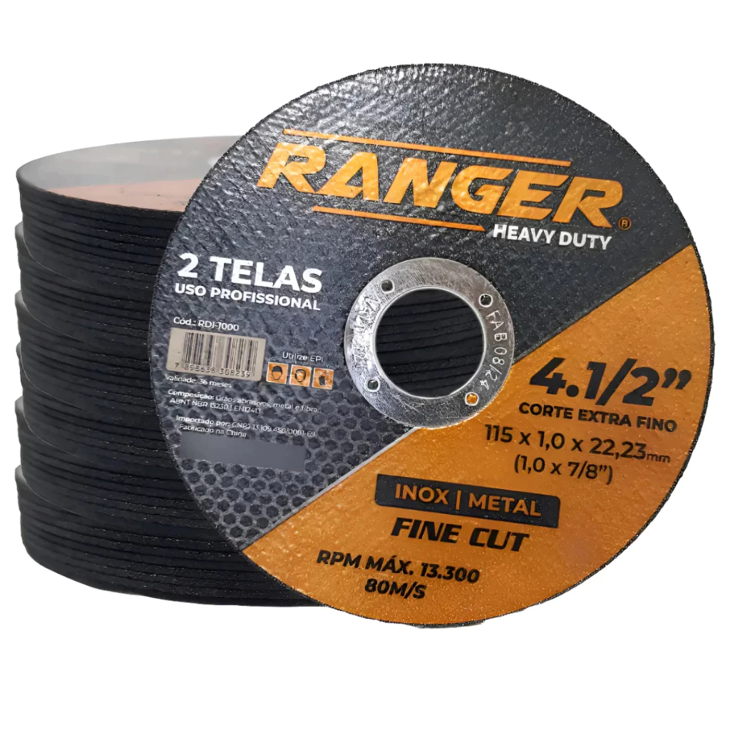Kit Disco de Corte Ranger Metal Inox Ferro Extra Fina 4 1/2x1,0mm ...