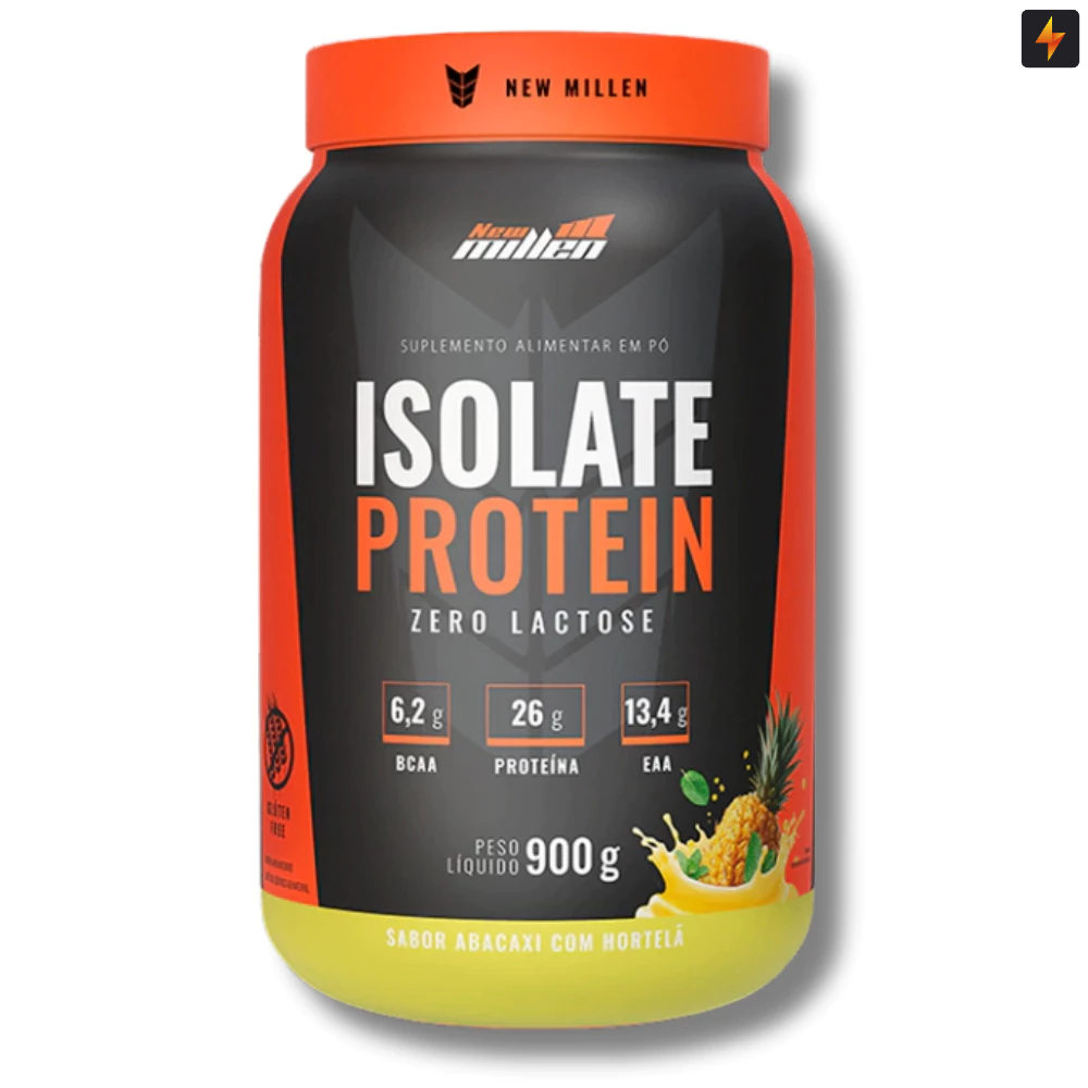 Whey Isolate Protein 900g Zero Lactose Zero Carboidrato 26g Proteínas - New Millen