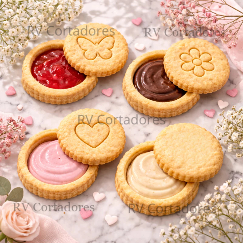 Cortador e Marcador Biscoito Recheado Kit Encanto de 5cm Con