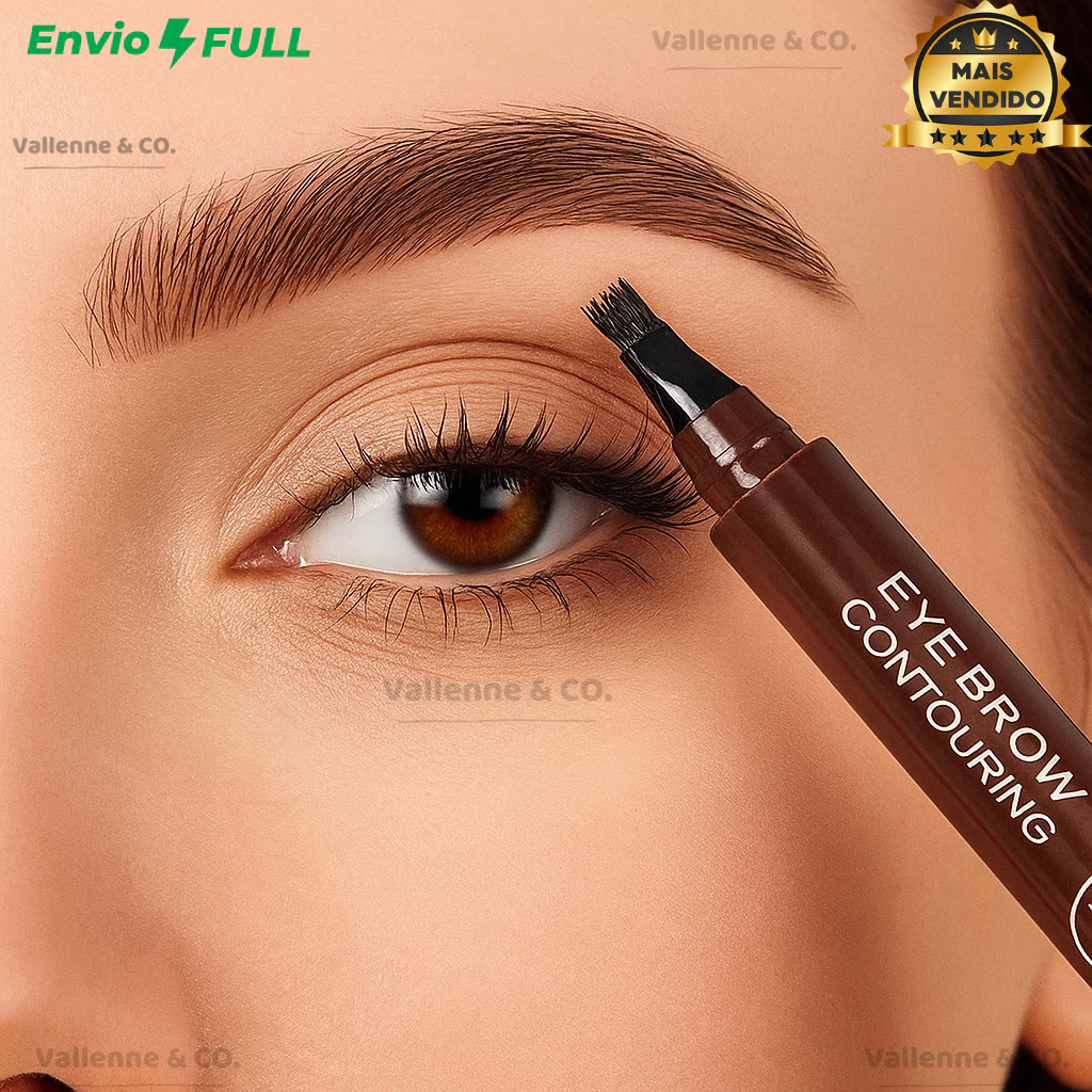 Caneta de Sobrancelha Fio a Fio 4 Pontas Microblading À Prova D'Água Preenche Falhas Natural