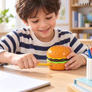 Abajur De Mesa Luminária Humbergue Com Apontador LED USB Luz Noturno Infantil Para Quarto Mesa