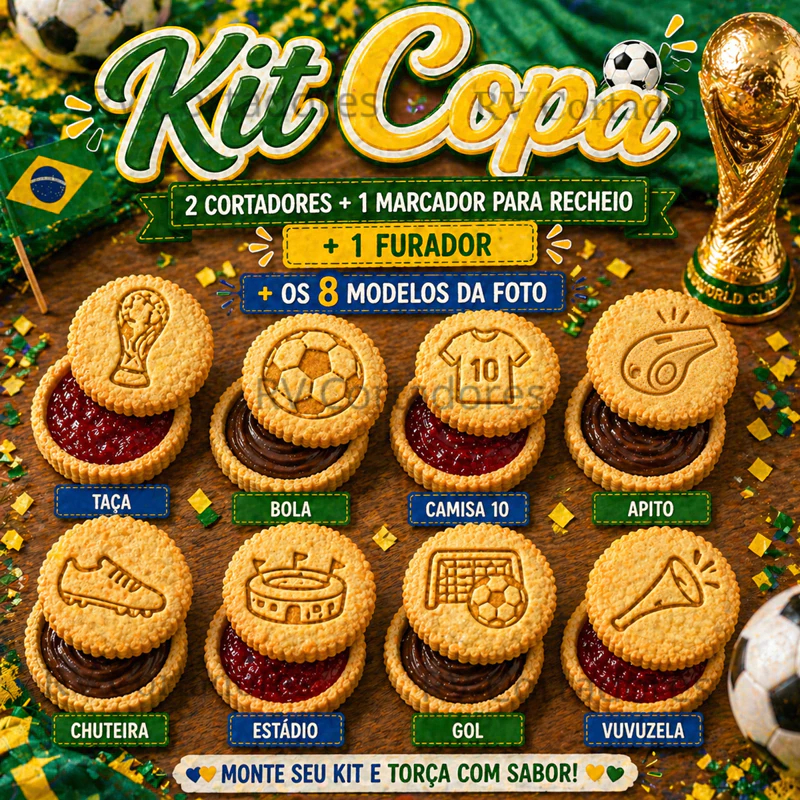 Cortador e Marcador Biscoito Recheado Kit Copa de 5cm Confei