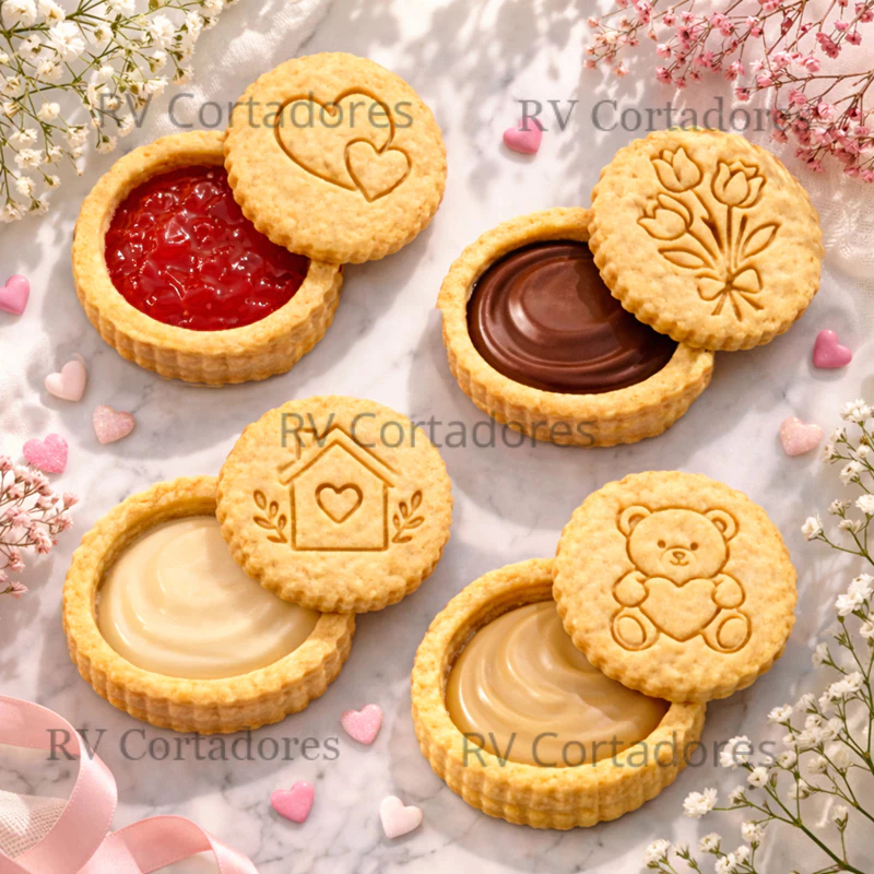 Cortador e Marcador Biscoito Recheado Kit Namorados 5cm Conf
