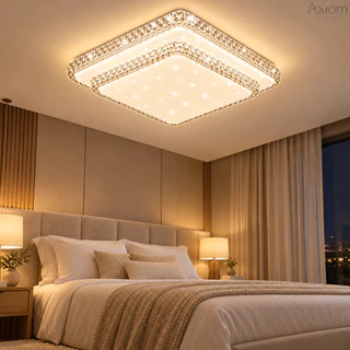 Luminária Plafon Céu Estrelado Estrela 2 Andar 34Cm LED 3 Em 1 Brilha Moderno Luxo Para Quarto Sala