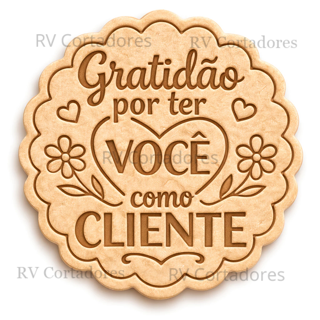 Cortador e Marcador - Amor Grato Cliente - Biscoitos Pasta A