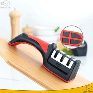 Afiador de Facas 3 em 1 Amolador De Cozinha Metal Ergonômico Antiderrapante 3 em 1 Profissional em Oferta na Shopee