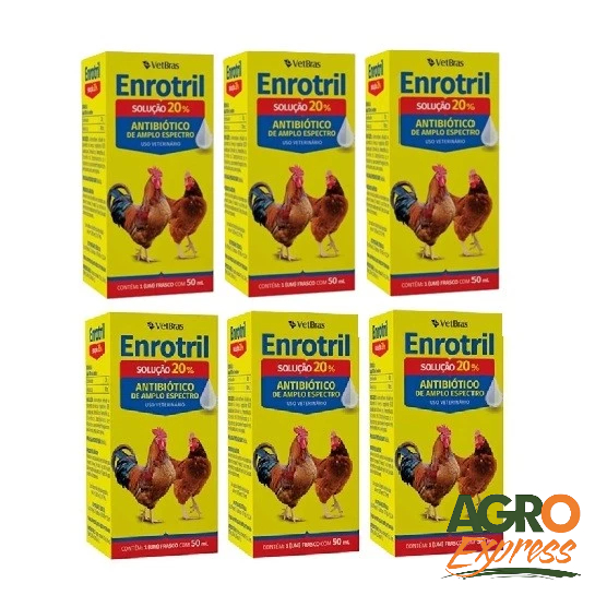 Kit 6 Enrotril Solúvel 20% 50ml Antibiótico Para Aves - Vetbras ...