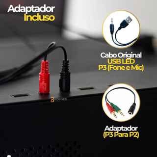 Fone De Ouvido Headset Gamer com Fio Profissional Preto Led Rgb PC USB P2/P3 XBOX PS4 Vídeogame — foto 6 — Achou Levou Brasil