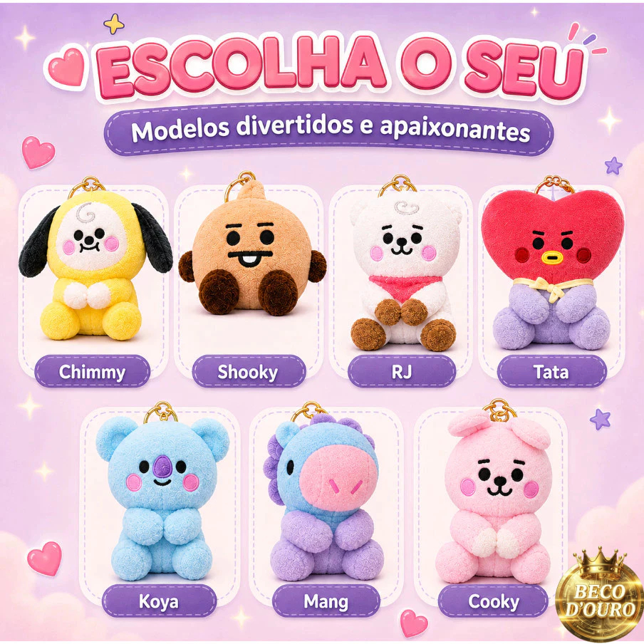 CHAVEIRO BT21 BTS K-POP DE PELÚCIA 12CM | Shopee Brasil