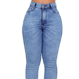 Calça Jeans Feminina Skinny Cós Alto Levanta Bumbum C/ Lycra