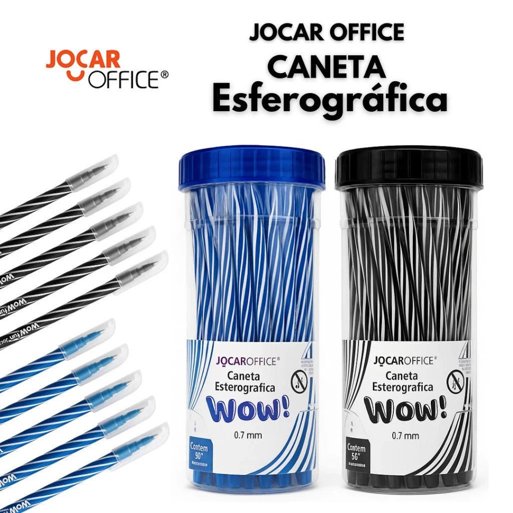 Kit Caneta Esferográfica Wow Fun 0.7 Preta+Azul Jocar Office - Leo&Leo ...