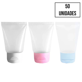 Kit 50 Bisnagas 30ml com Tampa Colorida Lembrancinha Álcool Gel Aromatizadores Cremes