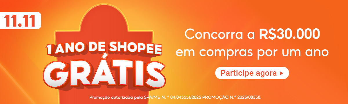 11 do 11. 1 ano de Shopee Grátis. Concorra a 30 mil reais em compras por um ano. Participe agora.