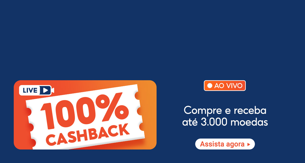 Live 100 por cento cashback. Ao vivo. Compre e receba até 3 mil moedas. Assista agora. 