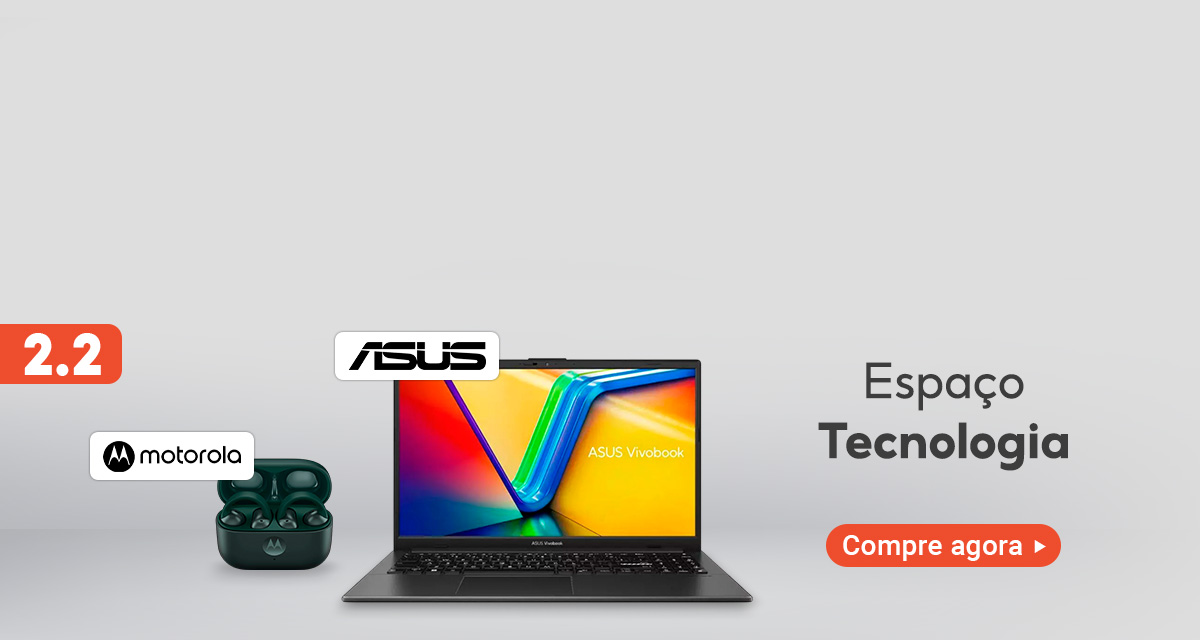 2 do 2. Espaço tecnologia. Notebook ASUS Vivobook.  Fone de ouvido Motorola. Compre agora. 