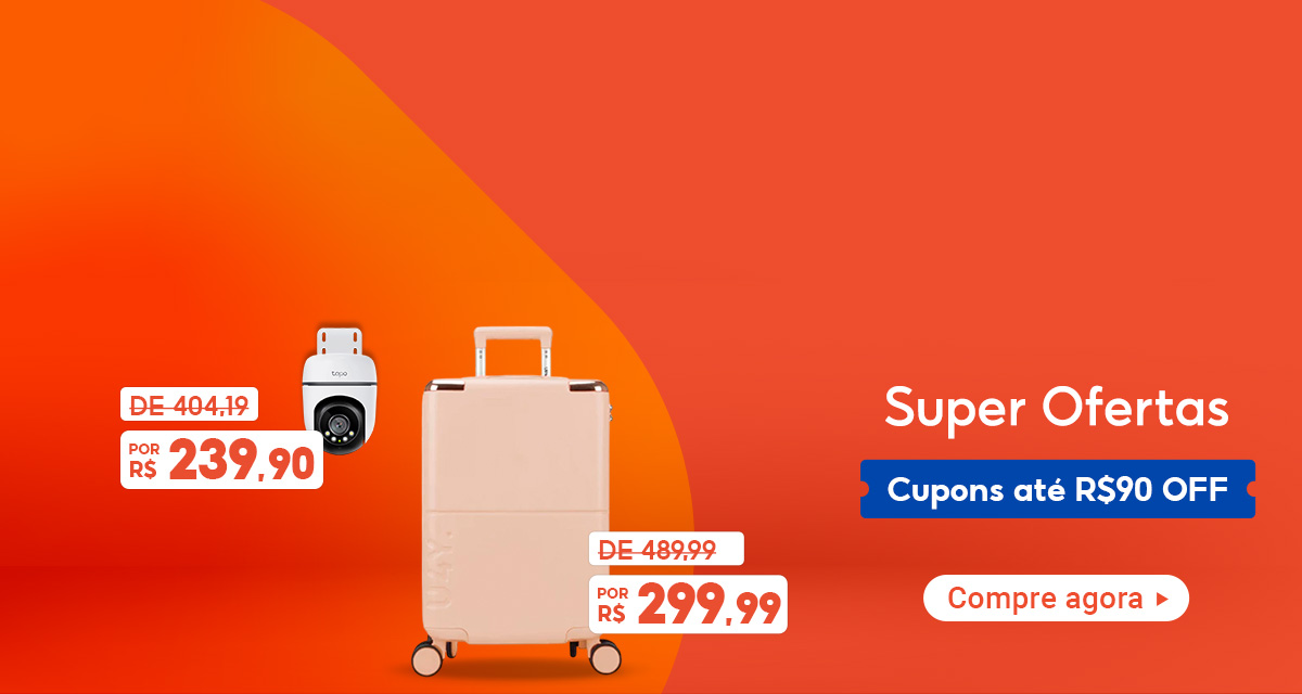 Super Ofertas. Cupons até 90 reais off. Câmera de Segurança Branca Bivolt de 404,19 reais por 239,90 reais. Mala De Viagem Bege de 489,99 reais por 299,99 reais. Compre agora.  