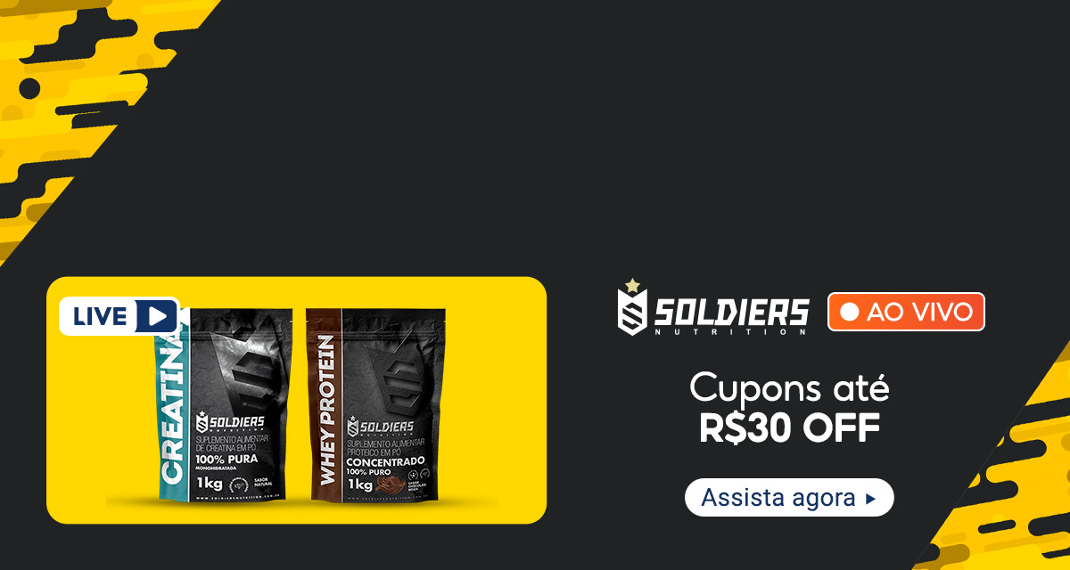 Live. Soldiers Nutrition. Ao vivo. Cupons até 30 reais off. Assista agora. 