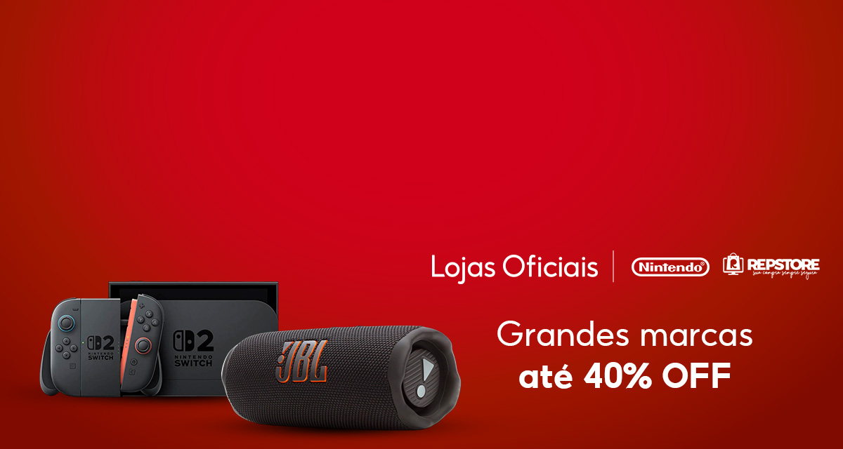lojas oficiais. nintendo. repstore. grandes marcas até 40 por cento off. 