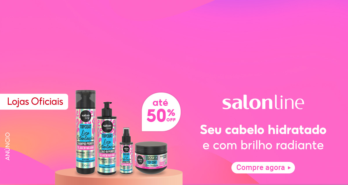 Anúncio. Lojas oficiais. Salonline. Seu cabelo hidratado e com brilho radiante até 50 por cento off. Compre agora. 