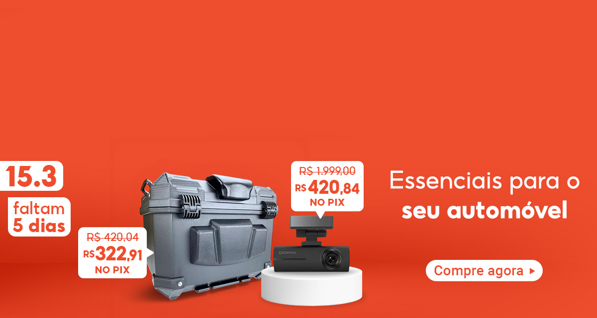 15 do 3. Faltam 5 dias. Essenciais para o seu automóvel. Compre agora. DDPAI N1 Dual Câmera Veicular de 1.199 reais por 420, 84 reais no pix. Bau Bauleto Traseiro de 420,04 reais por 322,91 reais no pix.