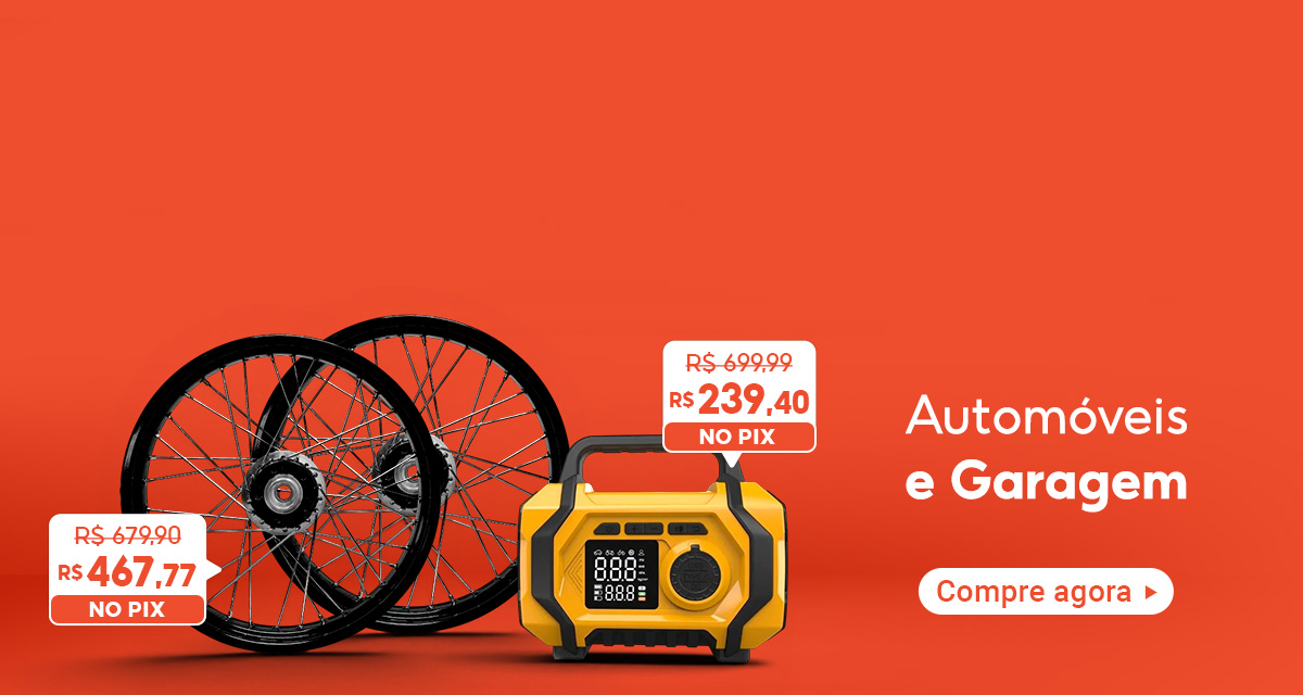 Automóveis e Garagem. Par de Rodas de 679,90 por 467,77 no PIX. 5 em 1 Auxiliador de Partida Compressor Ar de 699,99 por 239,40 no PIX. Compre agora.