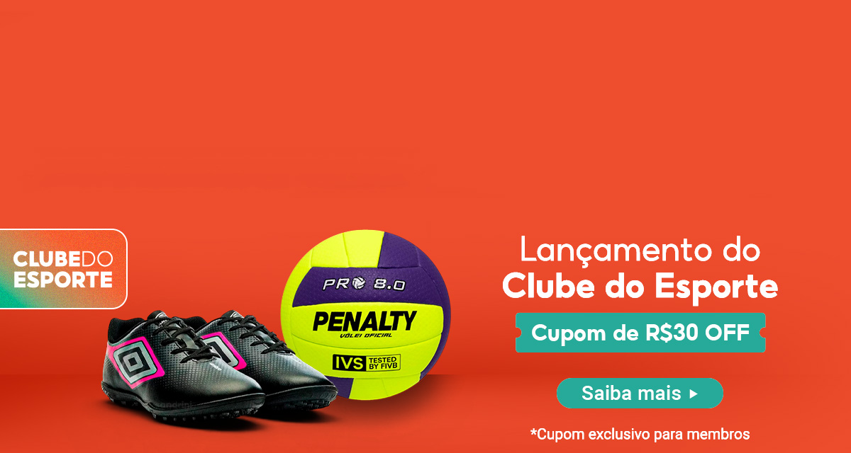 Clube do esporte. Lançamento do Clube do Esporte. Cupom de 30 reais OFF. Saiba mais. Cupom exclusivo para membros.