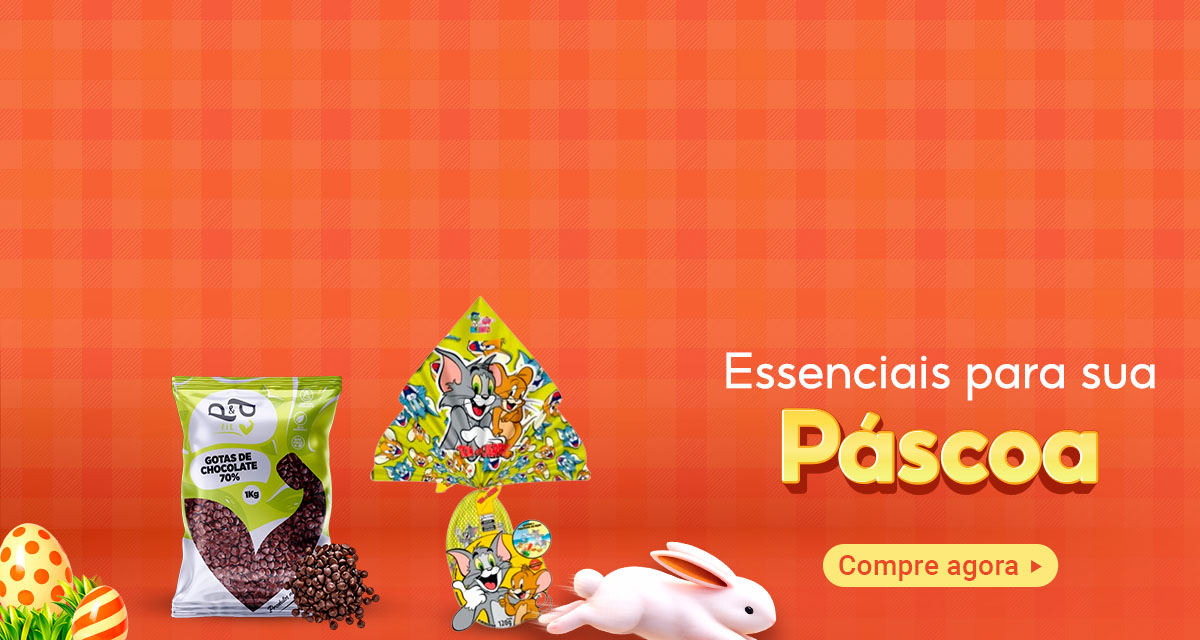 Gotas de chocolate e ovo de Páscoa. Essenciais para sua Páscoa. Compre agora.