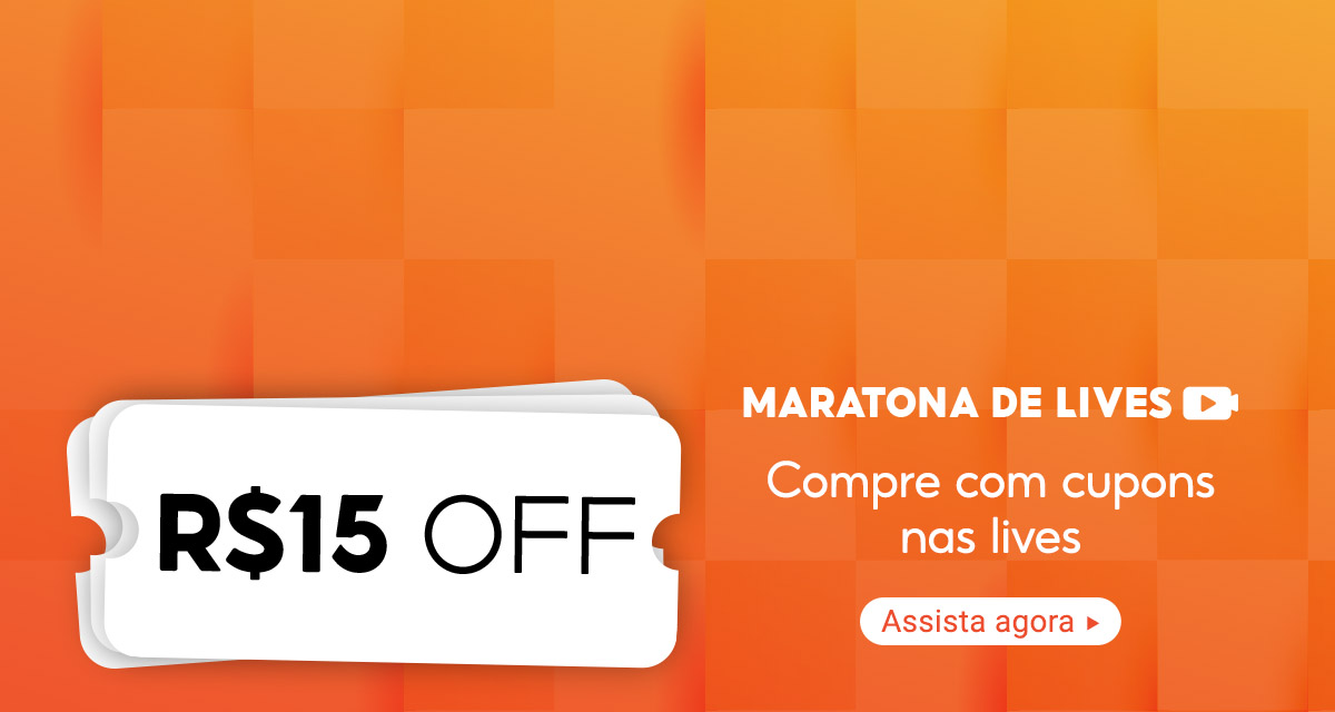 Maratona de Lives: compre com cupom nas lives. 15 reais off. Assista agora.