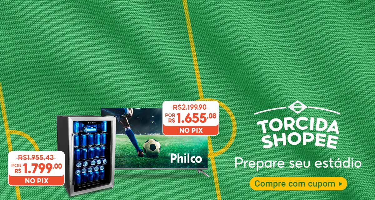 Torcida Shopee. Prepare seu estádio. Cervejeira de 1955,43 por 1799 reais no pix. Smart TV de 2199,90 por 1655,08 reais no pix. Compre com cupom. 