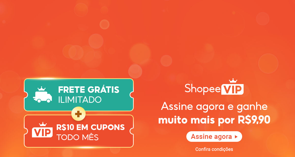 Shopee VIP: Frete grátis ilimitado e 10 reais em cupons todo mês. Assine agora e ganhe muito mais por 9 reais e 90 centavos. Confira condições. 
