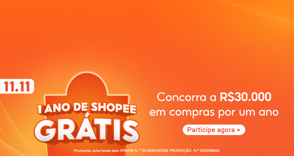 Promoção 11 do 11: 1 ano de Shopee grátis. Concorra a 30 mil reais em compras por um ano. Participe agora.