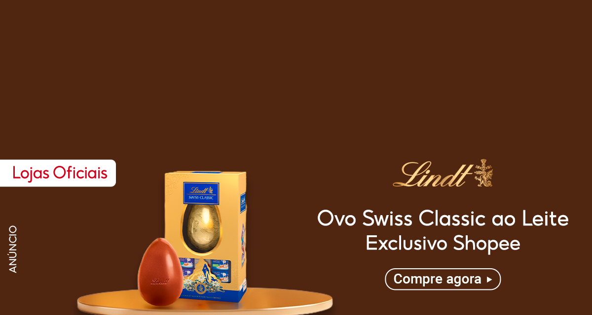 Anúnico Lojas Oficiais. Lindt. Ovo Swiss Classic ao leite. Exclusivo Shopee. Compre agora. 