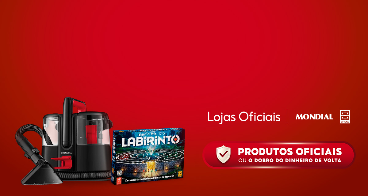 Lojas oficiais. Mondial. Loja Grow. Produtos oficiais ou o dobro do dinheiro de volta.