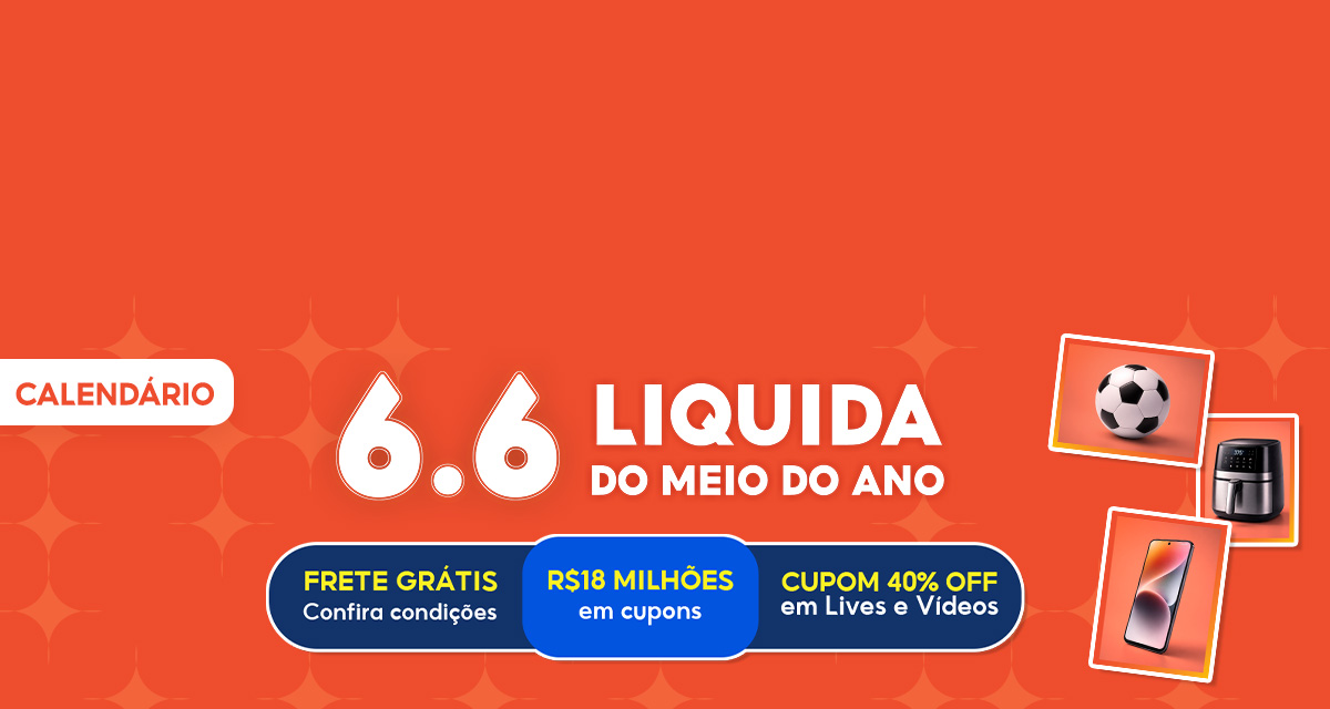 Calendário 6 do 6 liquida do meio do ano. Frete grátis confira condições. 18 milhões em cupons cupom de 40 por cento off em Lives e Vídeos. 