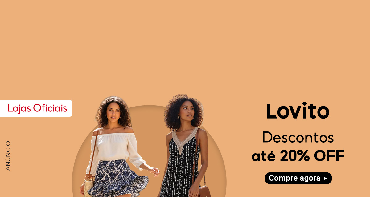 lojas oficiais. anúncio. lovito. descontos até 20 por cento off. compre agora