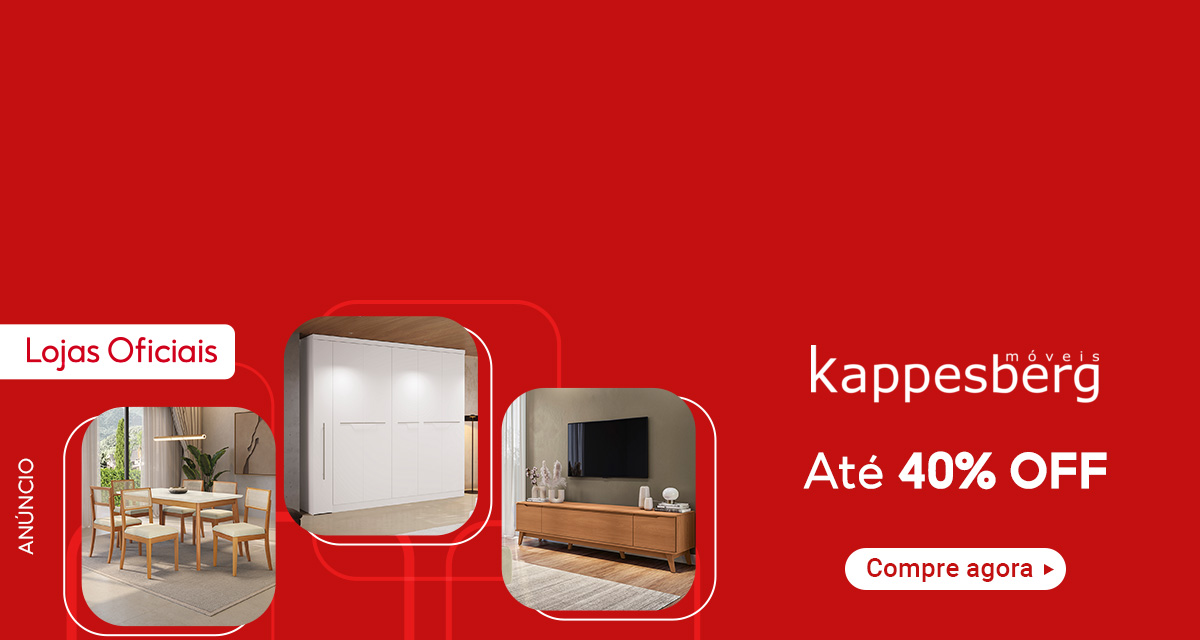 Lojas Oficiais Kappesberg móveis com até 40 por cento off em mesa de jantar com cadeiras, guarda-roupa branco e rack para TV. Compre agora.