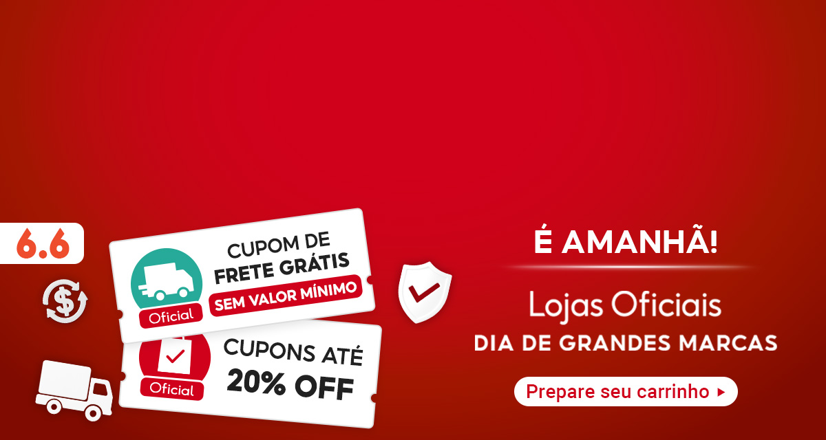 6.6 cupom de frete grátis sem valor mínimo. cupons até 20 por cento off. é amanhã. lojas oficiais dia de grandes marcas. prepare seu carrinho.