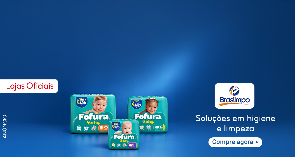 Lojas Oficiais. Fraldas Fofura Baby com 12 horas de proteção, disponíveis nos tamanhos 18 XG, 28 G e 20 P. Braslimpo: soluções em higiene e limpeza. Compre agora.