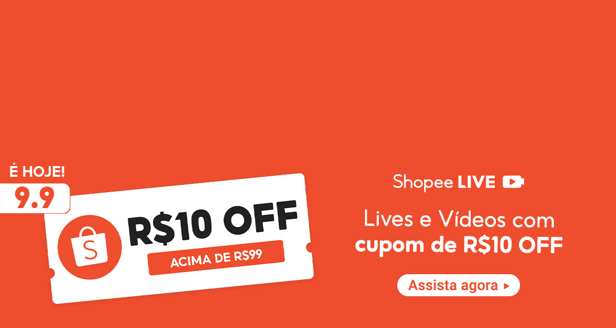É hoje, 9 do 9. Cupom de 10 reais off em compras acima de 99 reais. Shopee Live: Lives e Vídeos com cupom de 10 reais off. Assista agora.