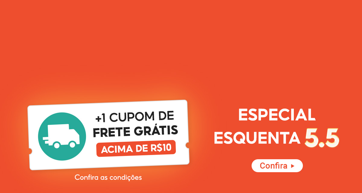 mais um cupom de frete grátis acima de 10 reais. especial esquenta 5.5. confira as condições. confira.