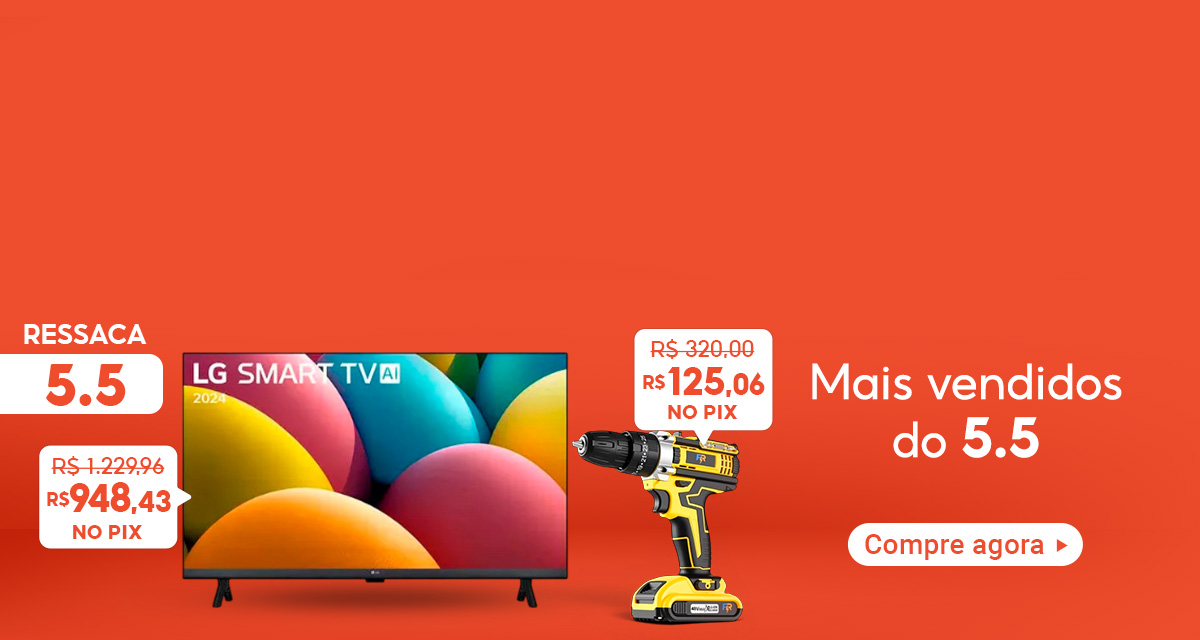 Ressaca 5 do 5. Mais vendidos do 5 do 5. Smart Tv 32 polegadas de 1.229 reais e 96 centavos por 948 reias e 43 centavos no pix. Parafusadeira Furadeira de 320 reais por 125 reais e 06 centavos no pix. compre agora.